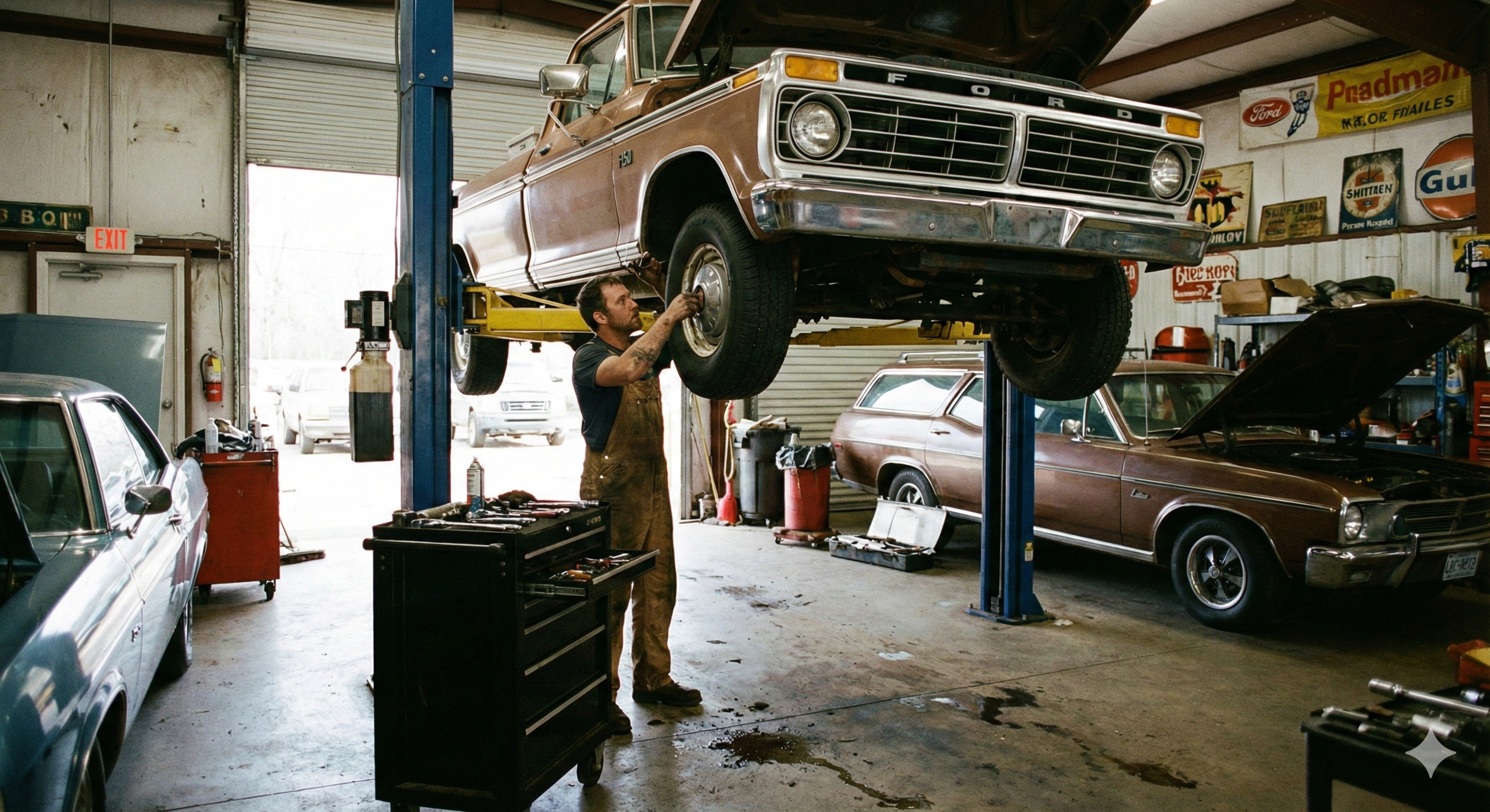 Mechanic working on engine